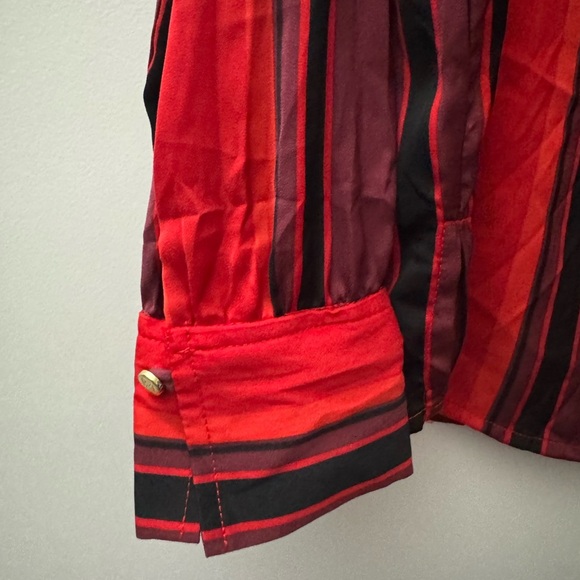 Liz Claiborne Red and Black Long Sleeve Blouse - Picture 4 of 5